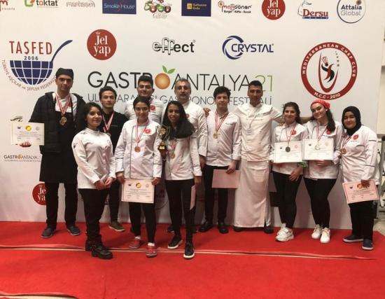 NEVÜ Gastronomi Öğrencileri ‘Gastro Antalya 2021 Yarışması’ndan 1 Kupa 14 Madalya ile Döndü